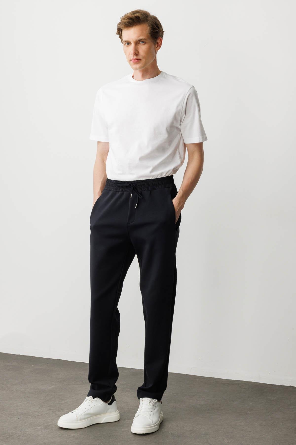 25444Erkek Cep Yanı Kumaş Eşofman Altı K.Lacivert