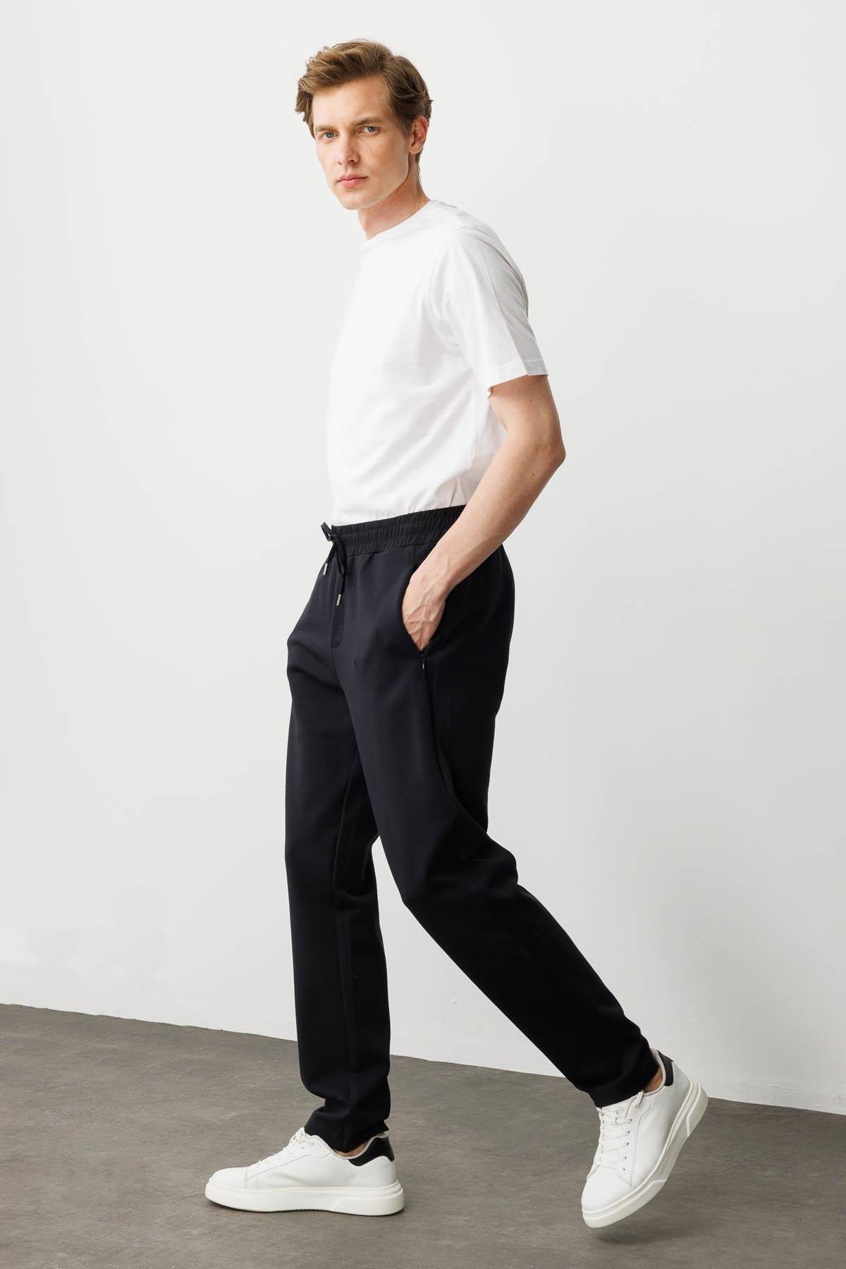 25444Erkek Cep Yanı Kumaş Eşofman Altı K.Lacivert