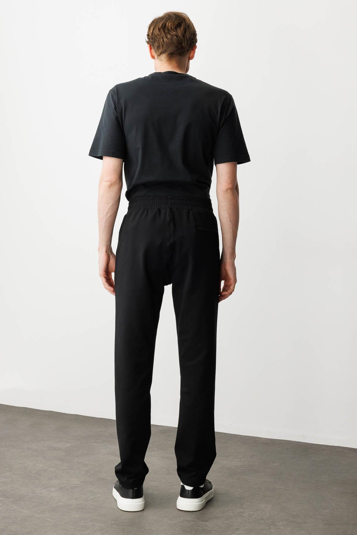 25444Erkek Cep Yanı Kumaş Eşofman Altı Siyah