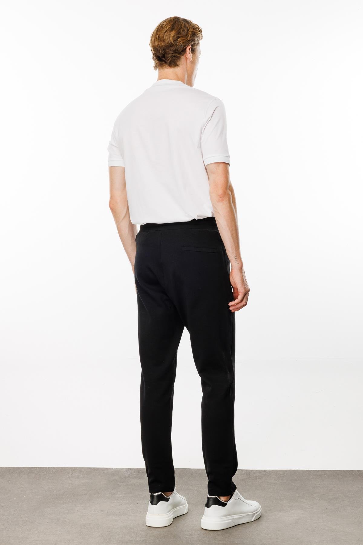 24455Erkek Cepleri Fermuarlı Eşofman Altı Siyah