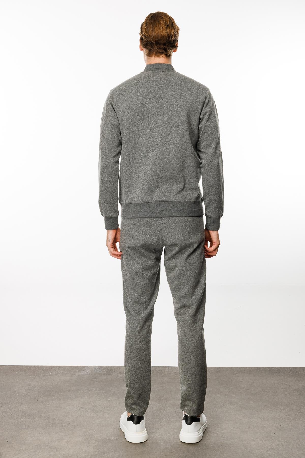 24454Erkek Cepleri Fermuarlı Eşofman Üstü Antra/Melanj