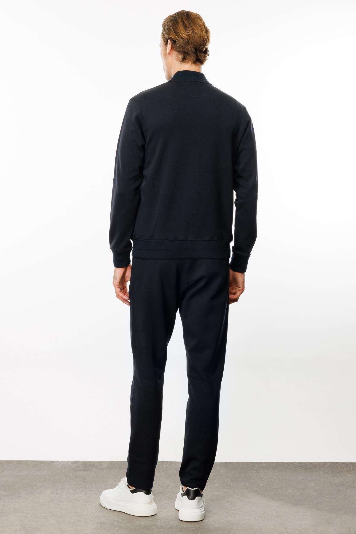 24454Erkek Cepleri Fermuarlı Eşofman Üstü Lacivert