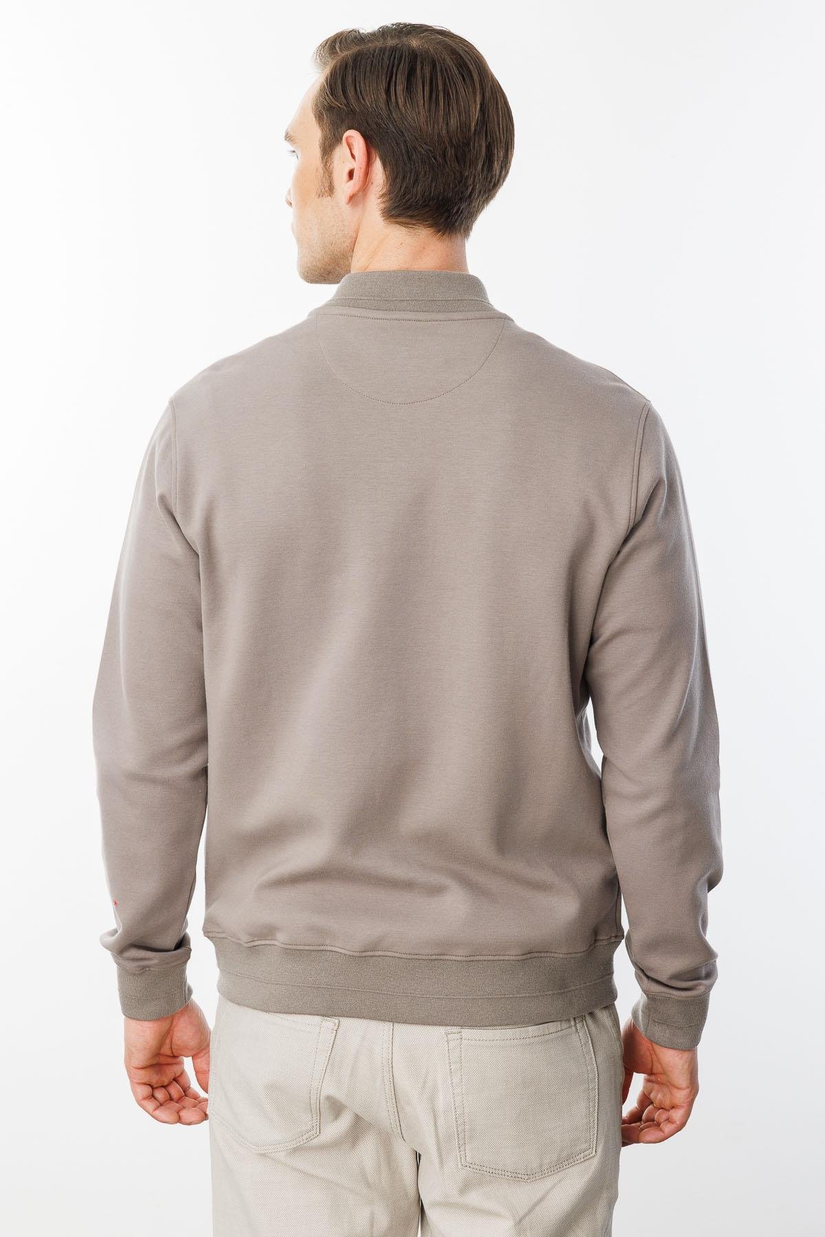 24454Erkek Cepleri Fermuarlı Eşofman Üstü Vizon