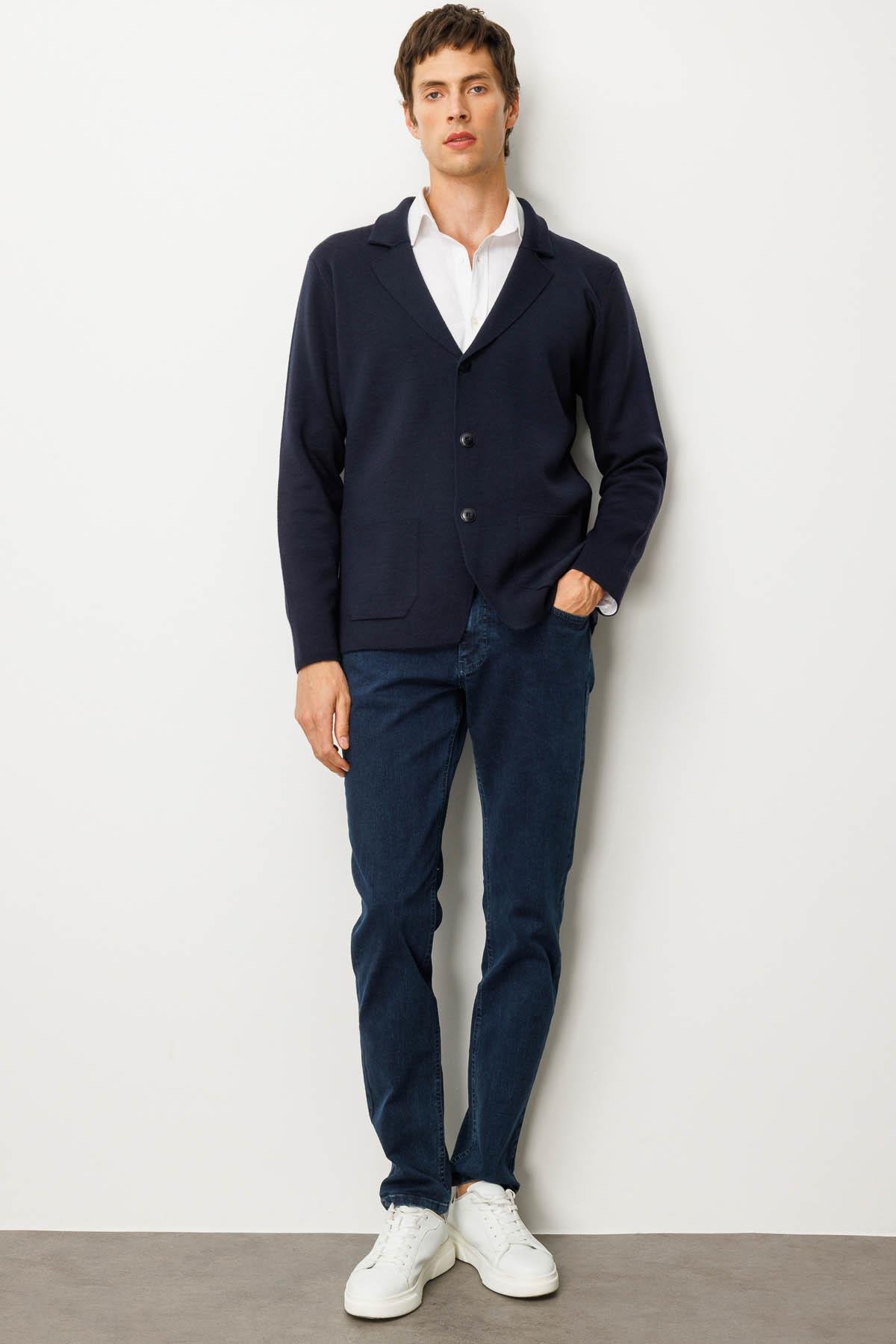 23600Erkek Cepli Blazer Ceket Lacivert