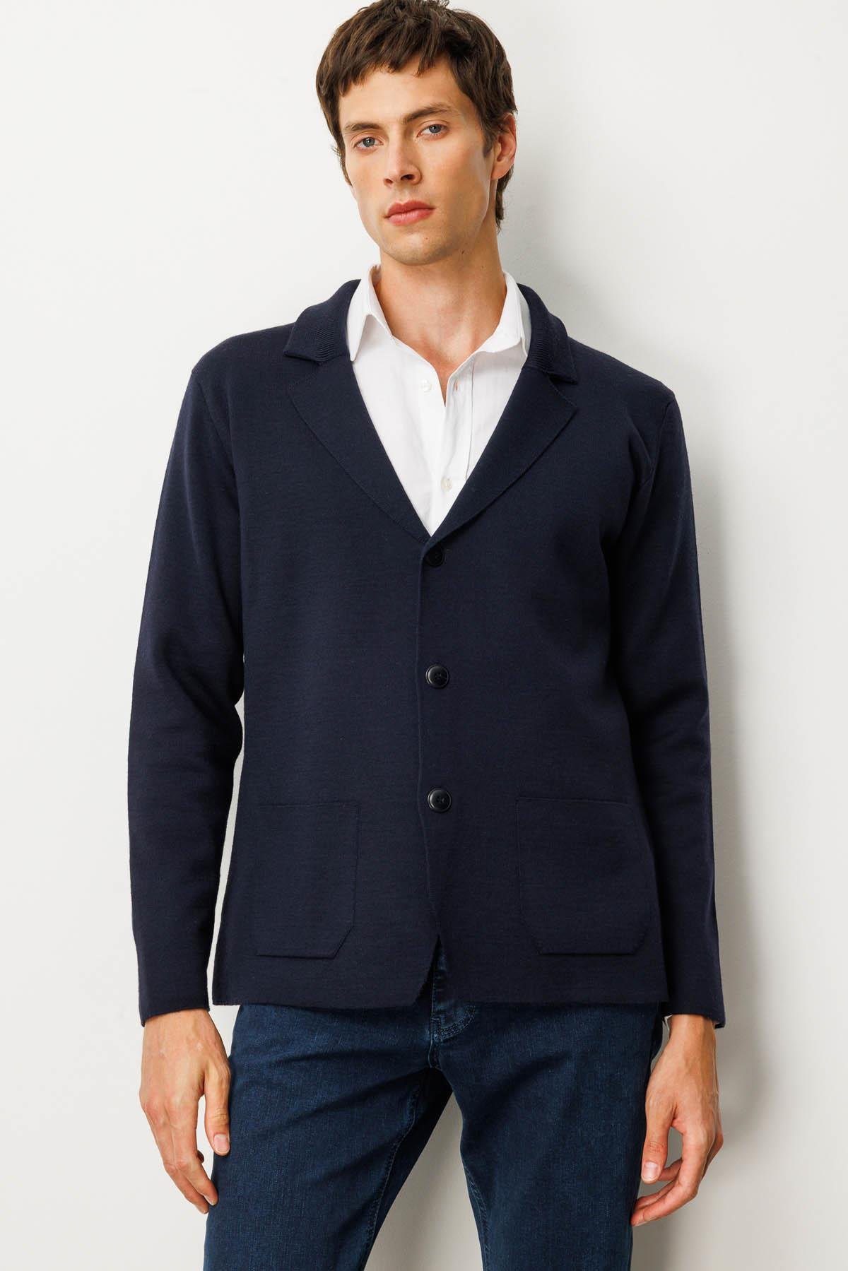 23600Erkek Cepli Blazer Ceket Lacivert