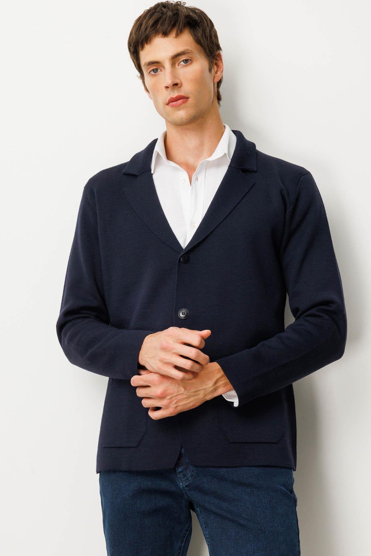 23600Erkek Cepli Blazer Ceket Lacivert