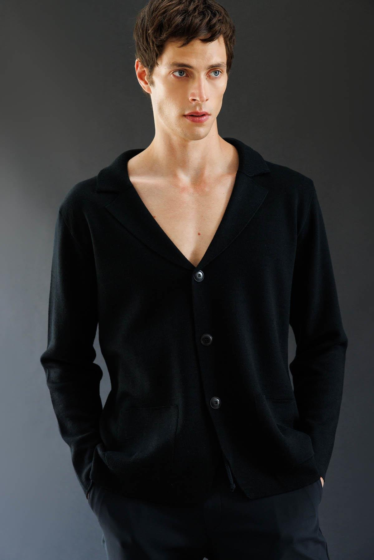 23600Erkek Cepli Blazer Ceket Siyah