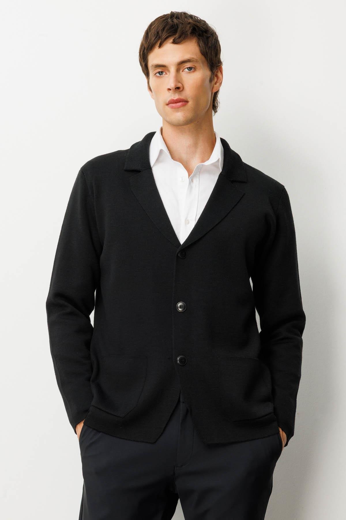 23600Erkek Cepli Blazer Ceket Siyah