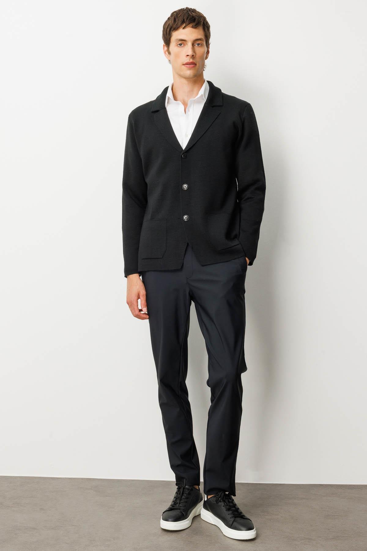 23600Erkek Cepli Blazer Ceket Siyah