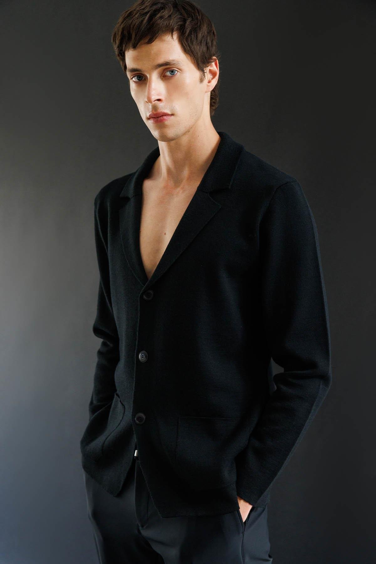 23600Erkek Cepli Blazer Ceket Siyah