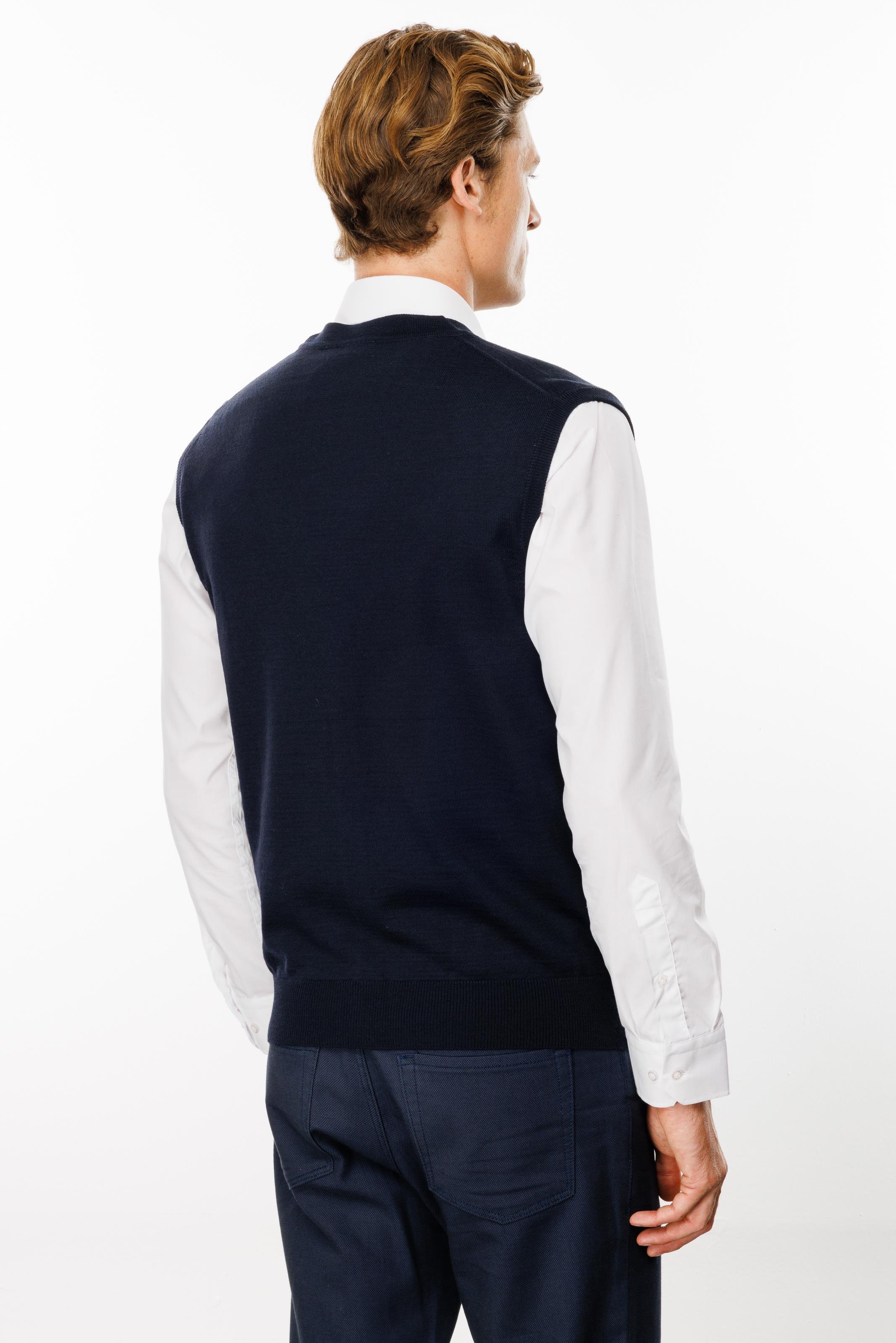 22606Мужской трикотажный жилет темно-синий