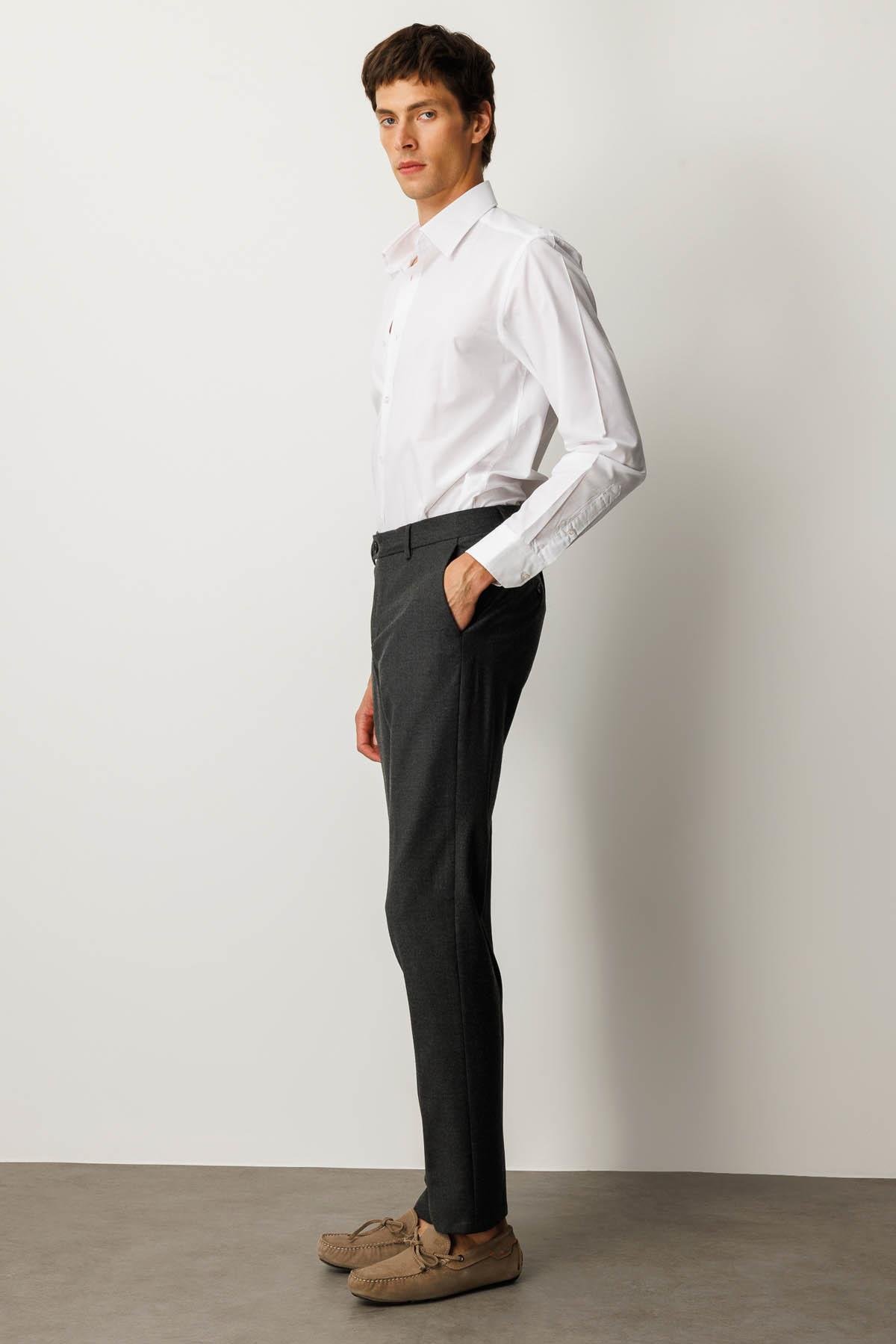 HND.W25.304Erkek Cepli Yün Karışımlı Pantolon Antra