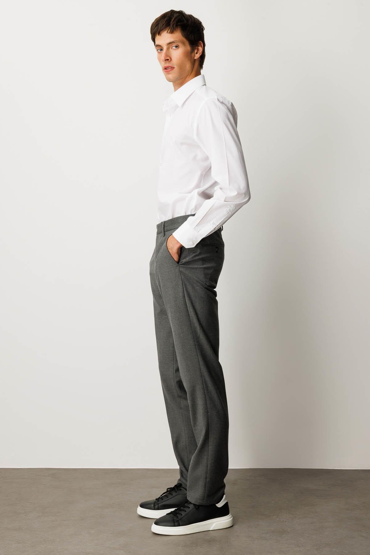 HND.W25.304Erkek Cepli Yün Karışımlı Pantolon Gri