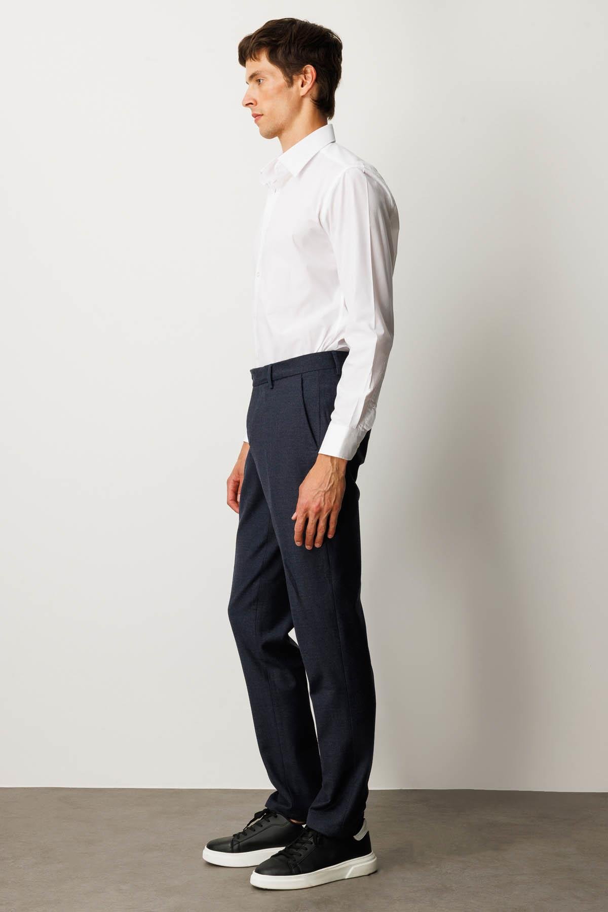 HND.W25.304Erkek Cepli Yün Karışımlı Pantolon Lacivert