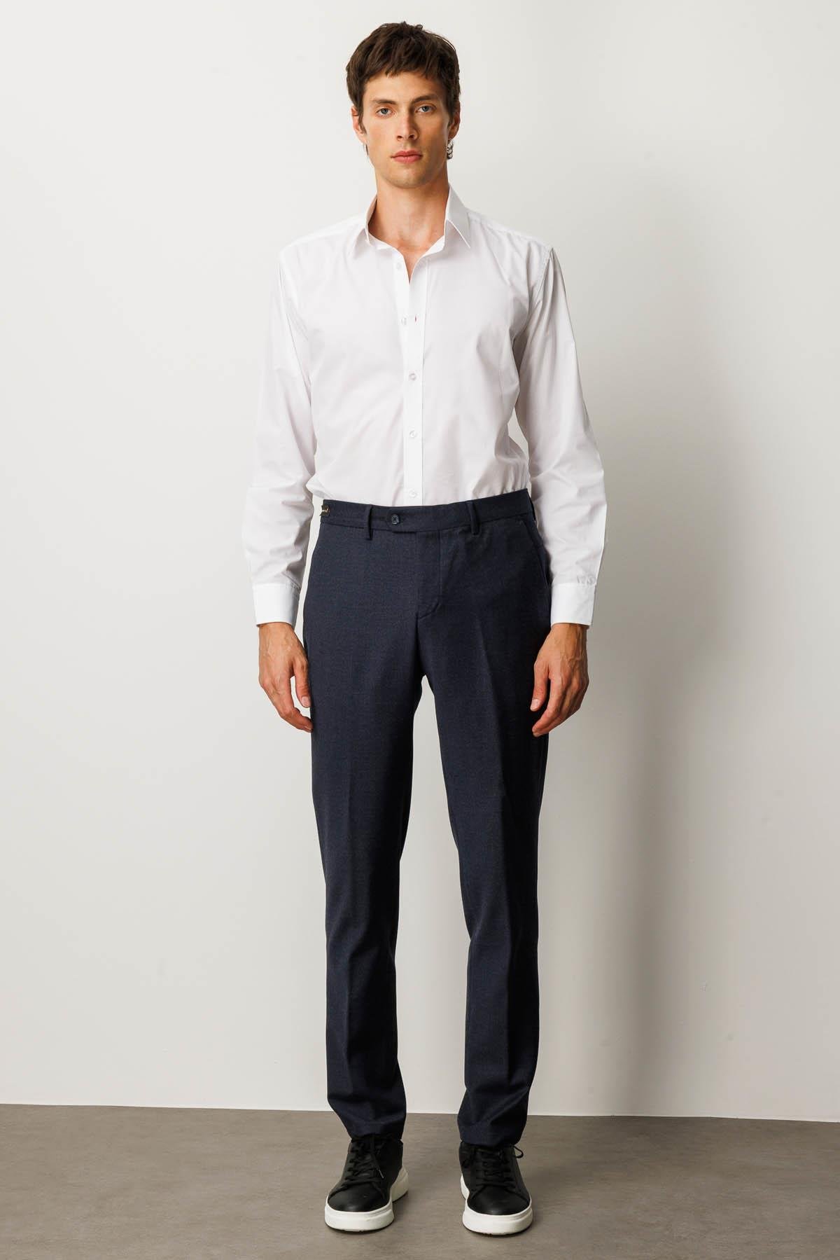 HND.W25.304Erkek Cepli Yün Karışımlı Pantolon Lacivert