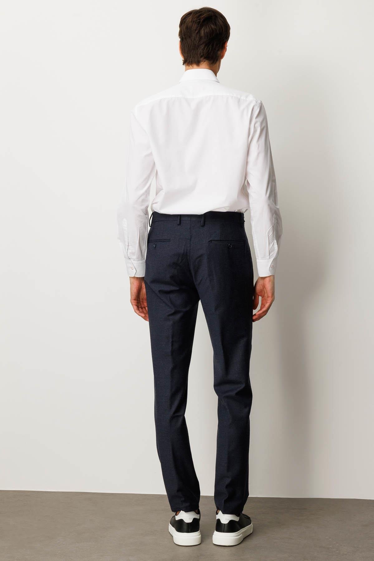 HND.W25.304Erkek Cepli Yün Karışımlı Pantolon Lacivert