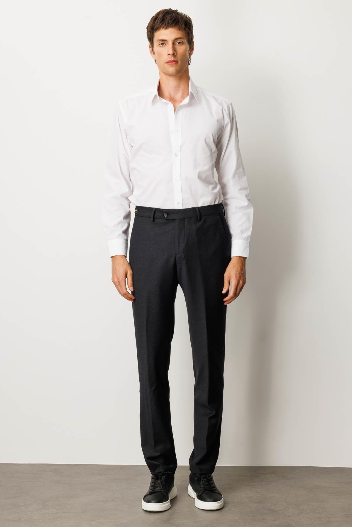 HND.W25.304Erkek Cepli Yün Karışımlı Pantolon Siyah