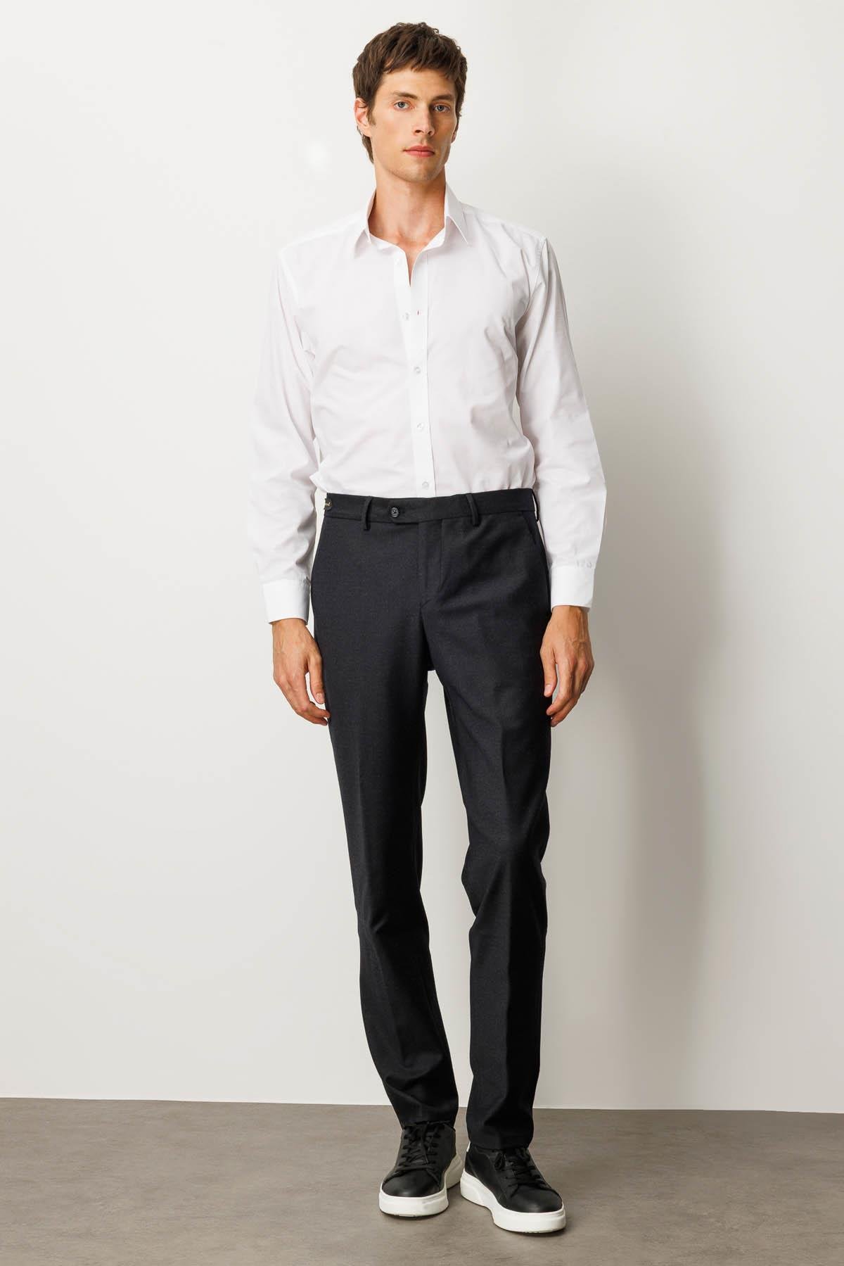 HND.W25.304Erkek Cepli Yün Karışımlı Pantolon Siyah