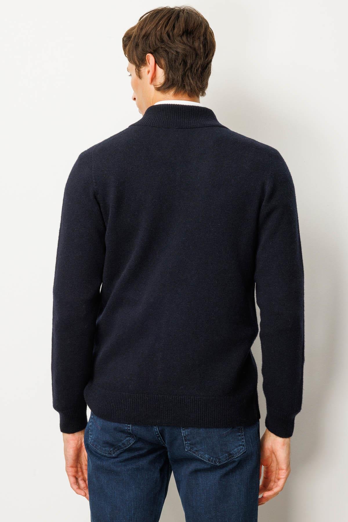 23530Erkek Dik Yaka Basic Yün Triko Mont K.Lacivert