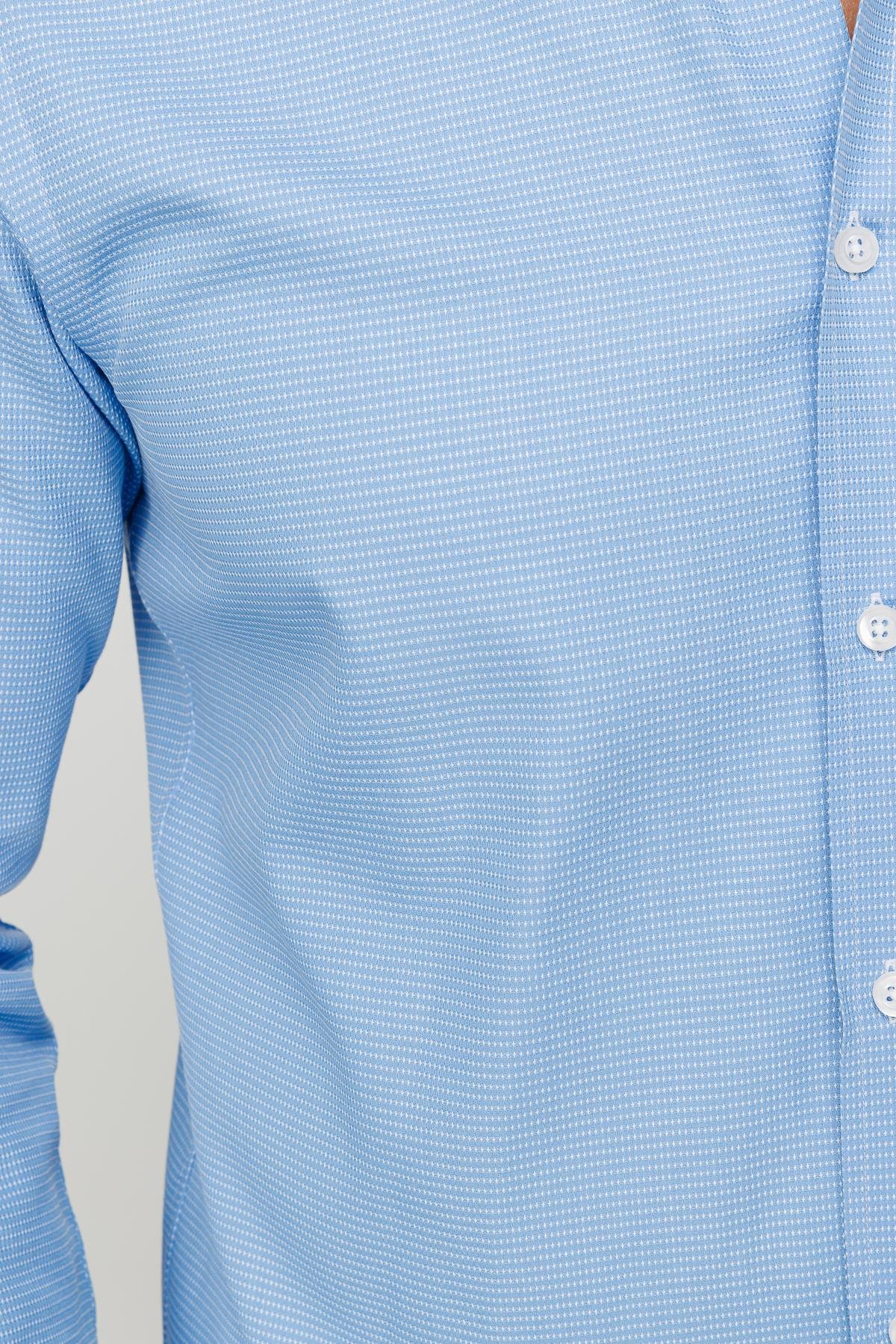 23923Erkek Düğmeli Yaka %100 Pamuk Regular Orta Kesim Desenli Gömlek Mavi