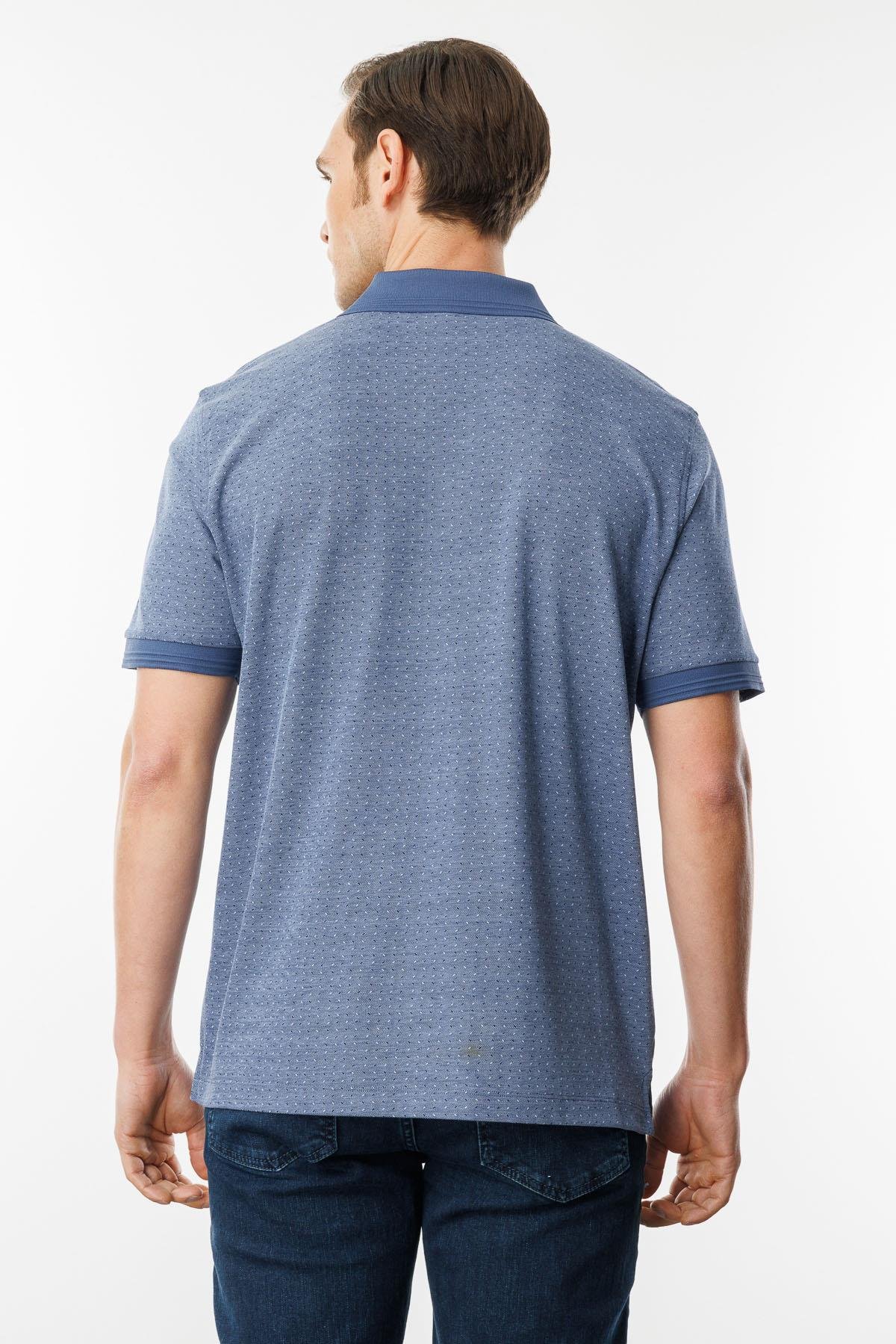 615Erkek Fermuarlı Jakarlı T-shirt Lacivert