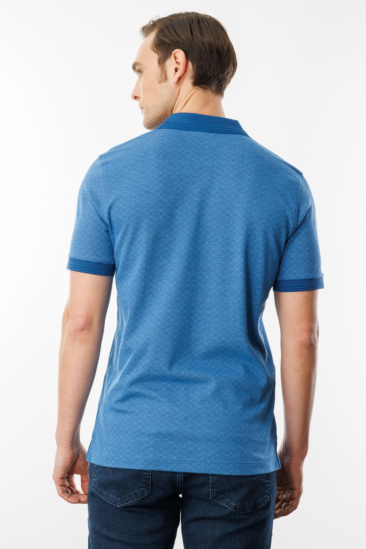 615Erkek Fermuarlı Jakarlı T-shirt Saks