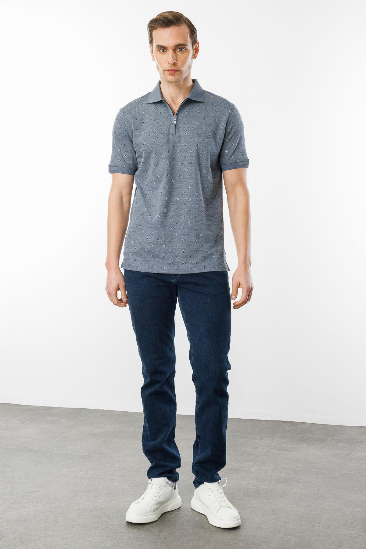 601Erkek Fermuarlı T-shirt Füme