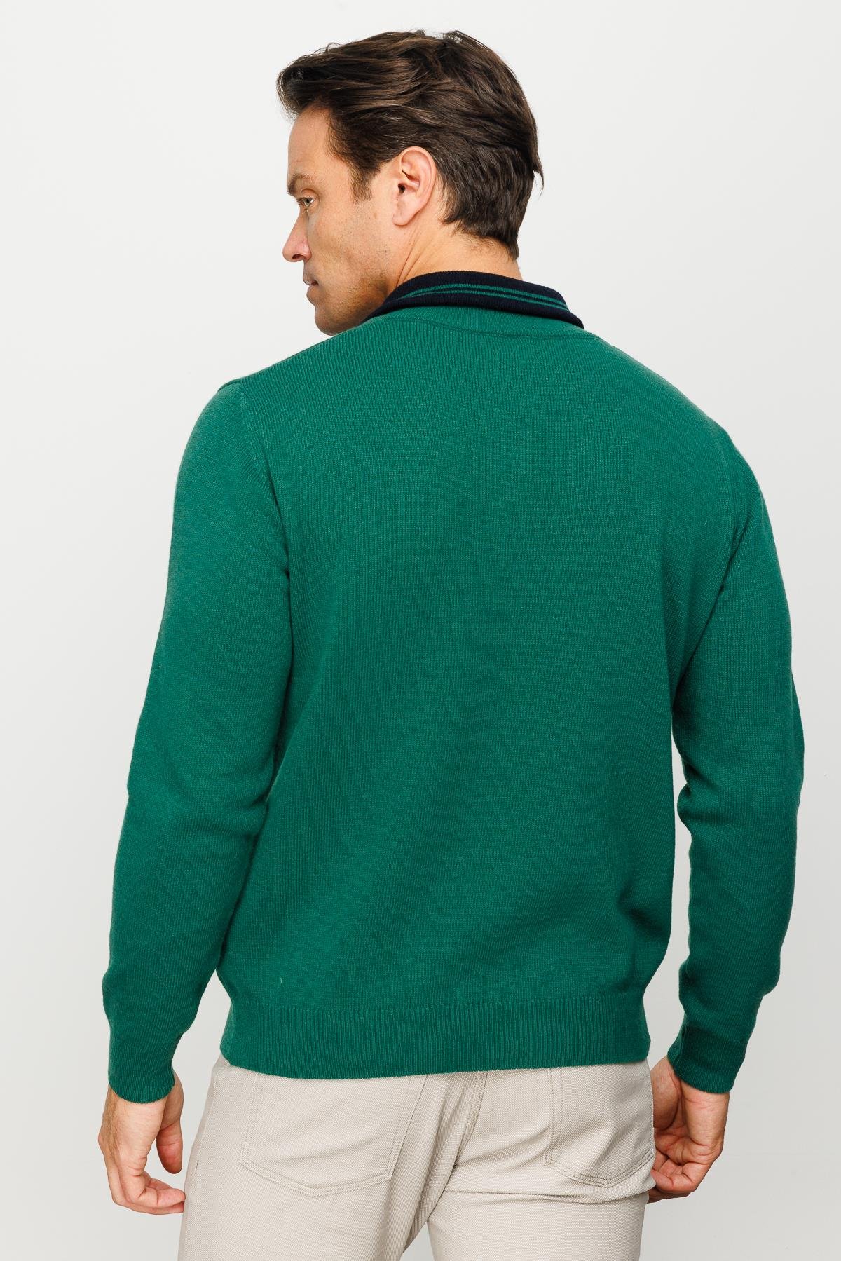 22570Erkek Fermuarlı Yaka Klasik Yün Kazak Ö.Başı