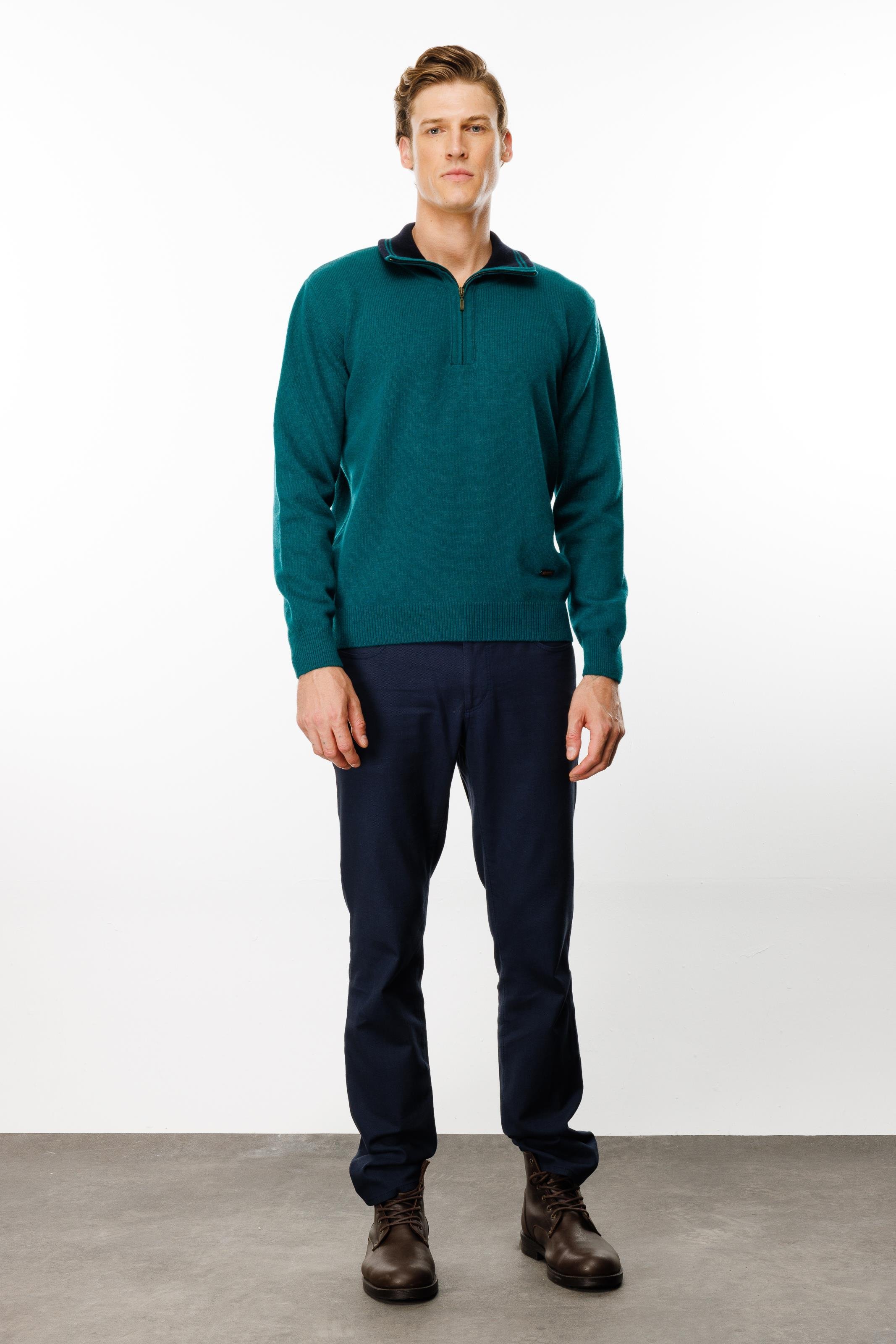 22570Erkek Fermuarlı Yaka Klasik Yün Kazak K.Ö.başı