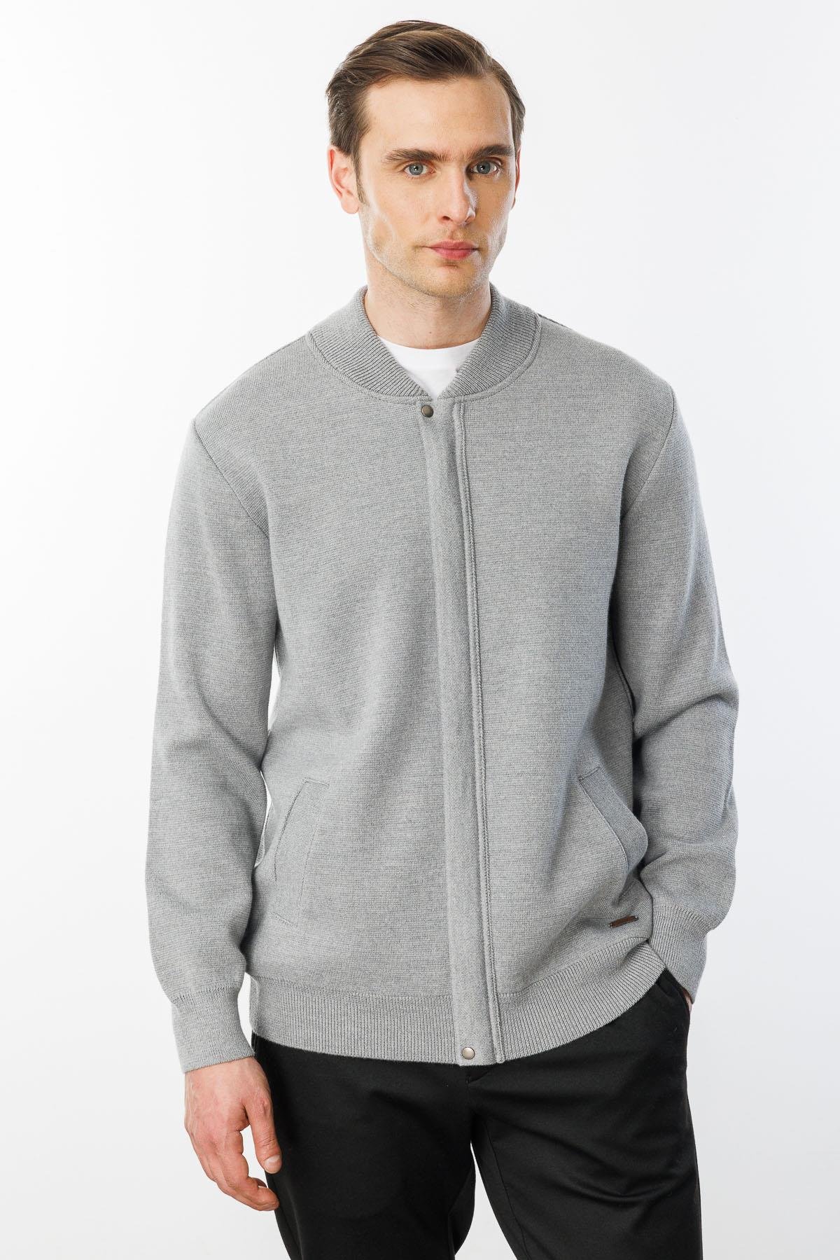 22530Мужская трикотажная вязаная куртка с воротником 