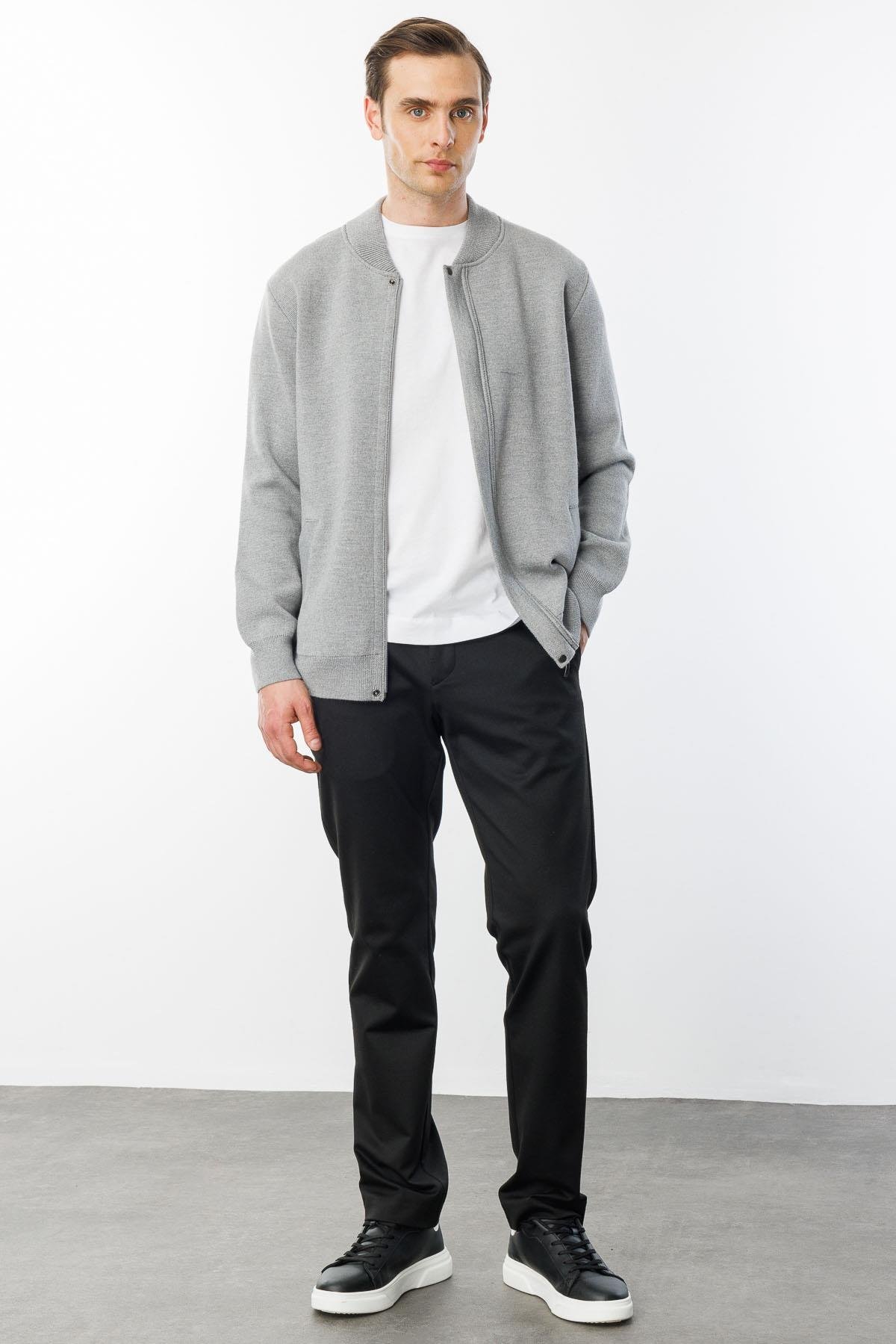 22530Мужская трикотажная вязаная куртка с воротником 