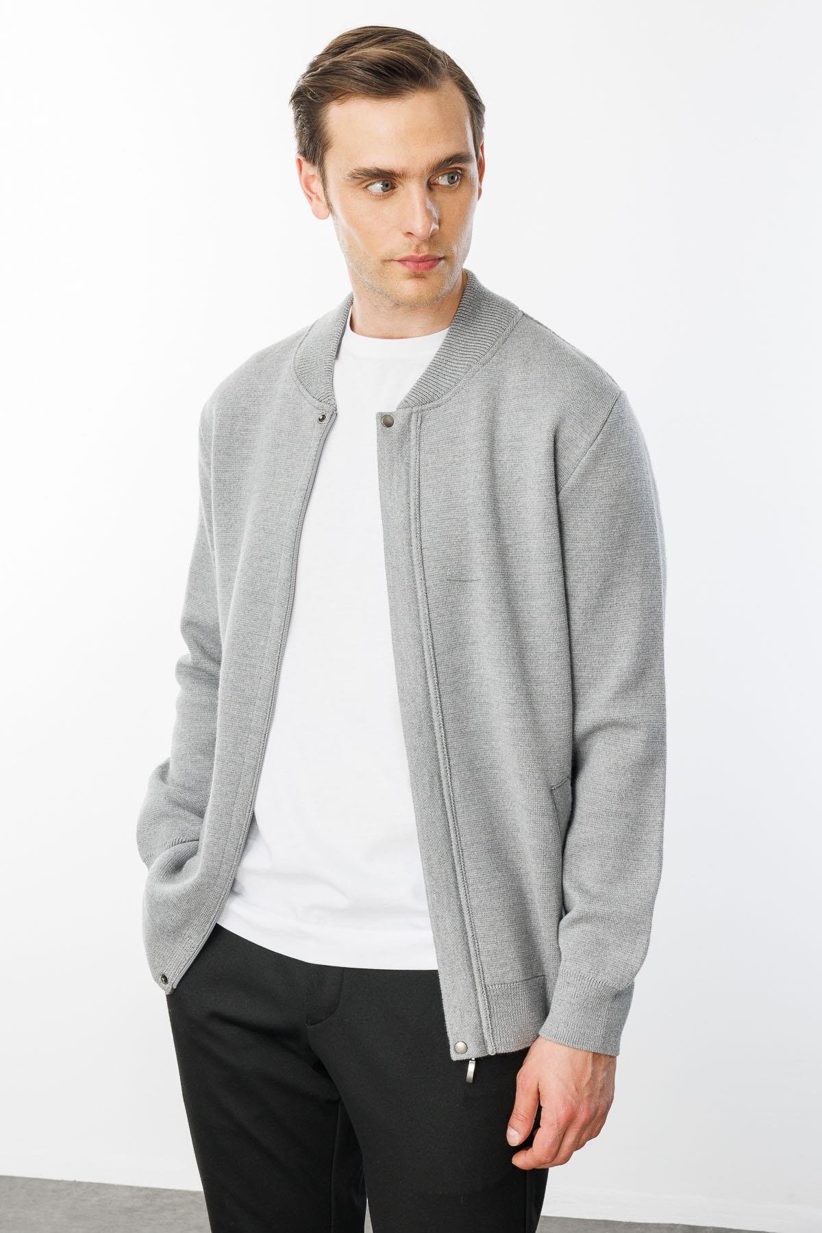 22530Мужская трикотажная вязаная куртка с воротником 