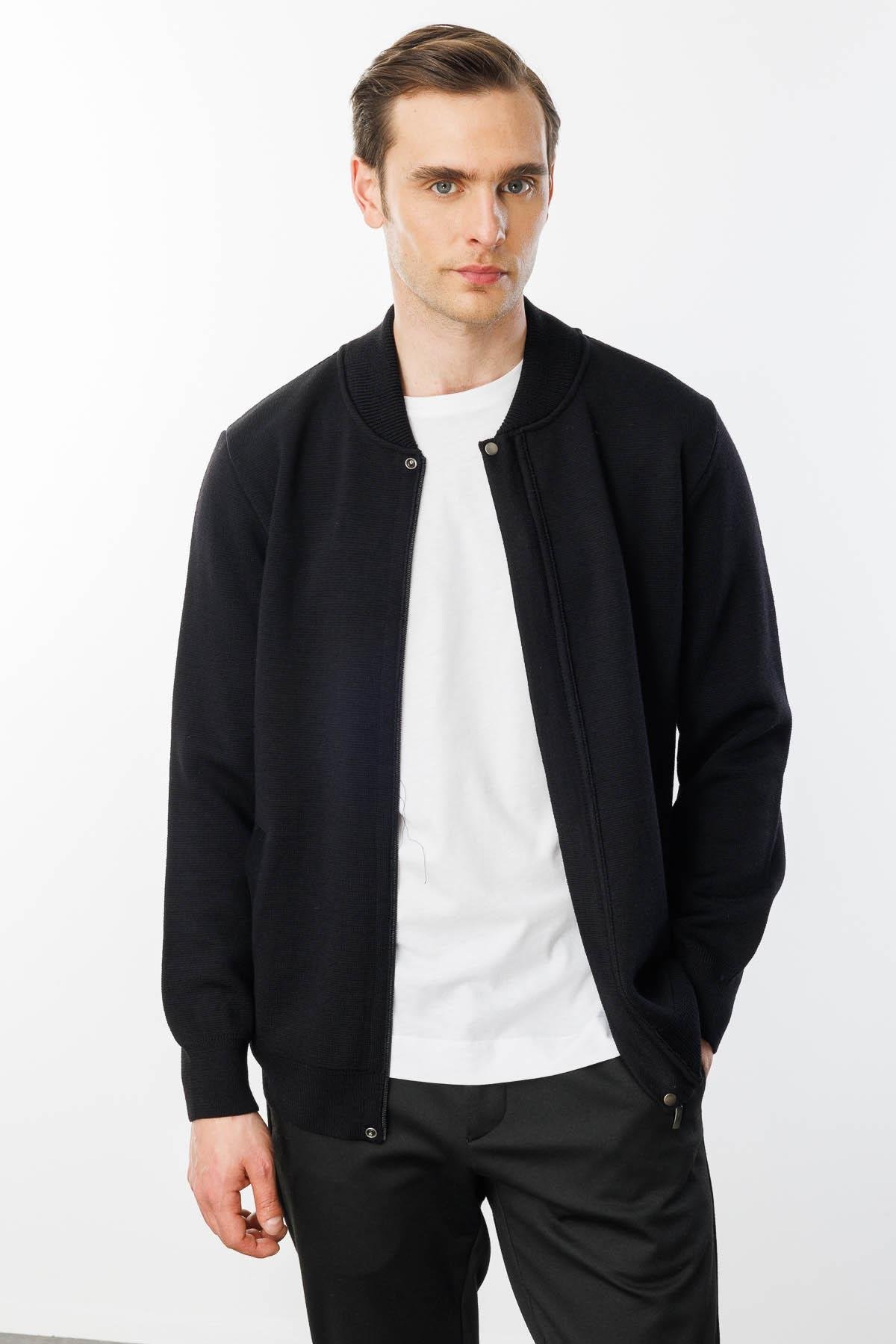 22530Мужская трикотажная вязаная куртка с воротником 