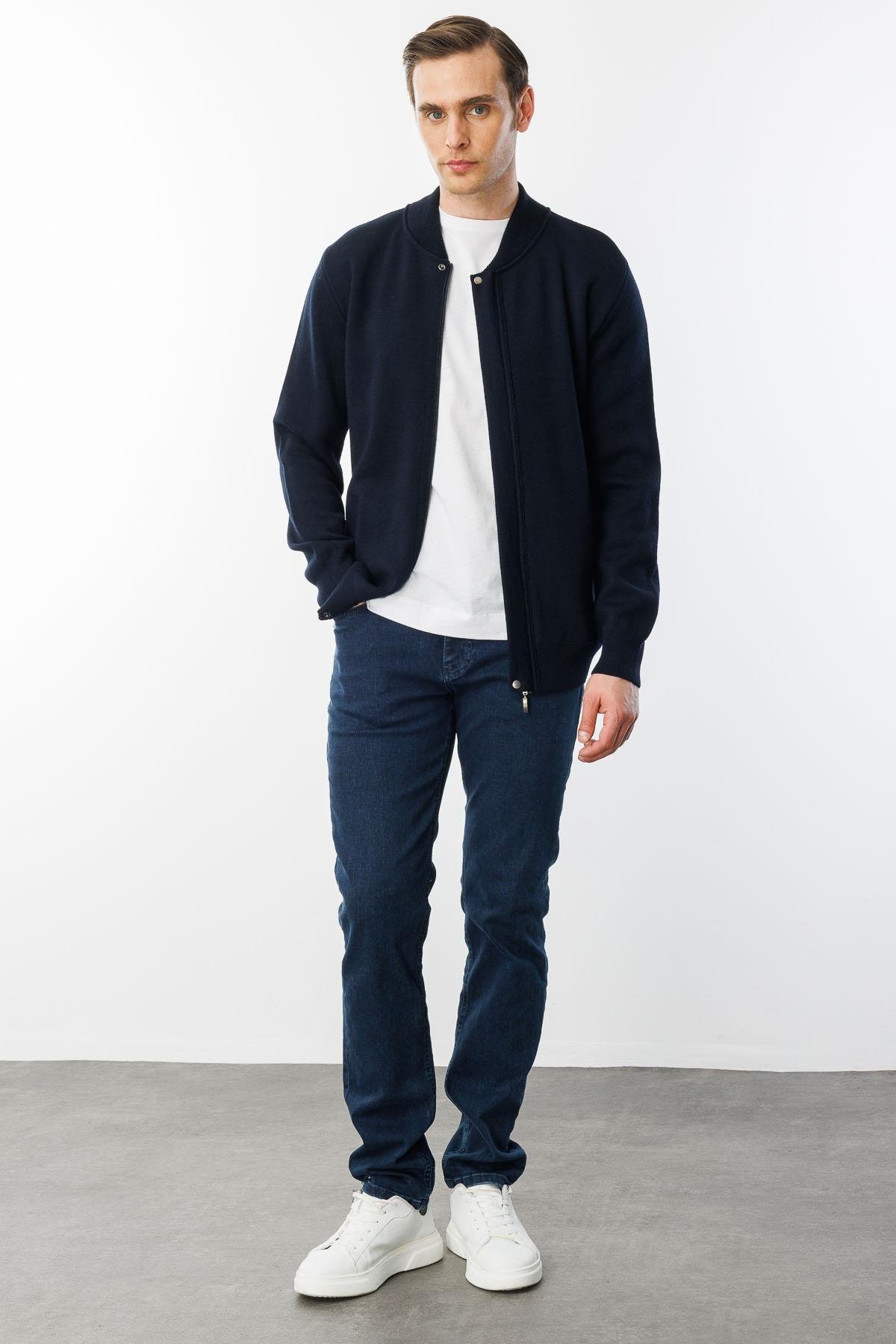 22530Мужская трикотажная вязаная куртка с воротником 