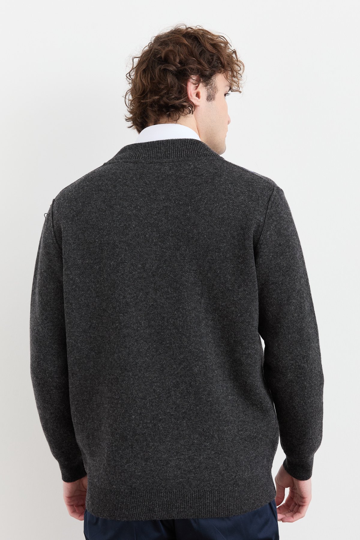 22552Erkek Hakim Yaka Kareli Pike Dokuma Mont K.Füme