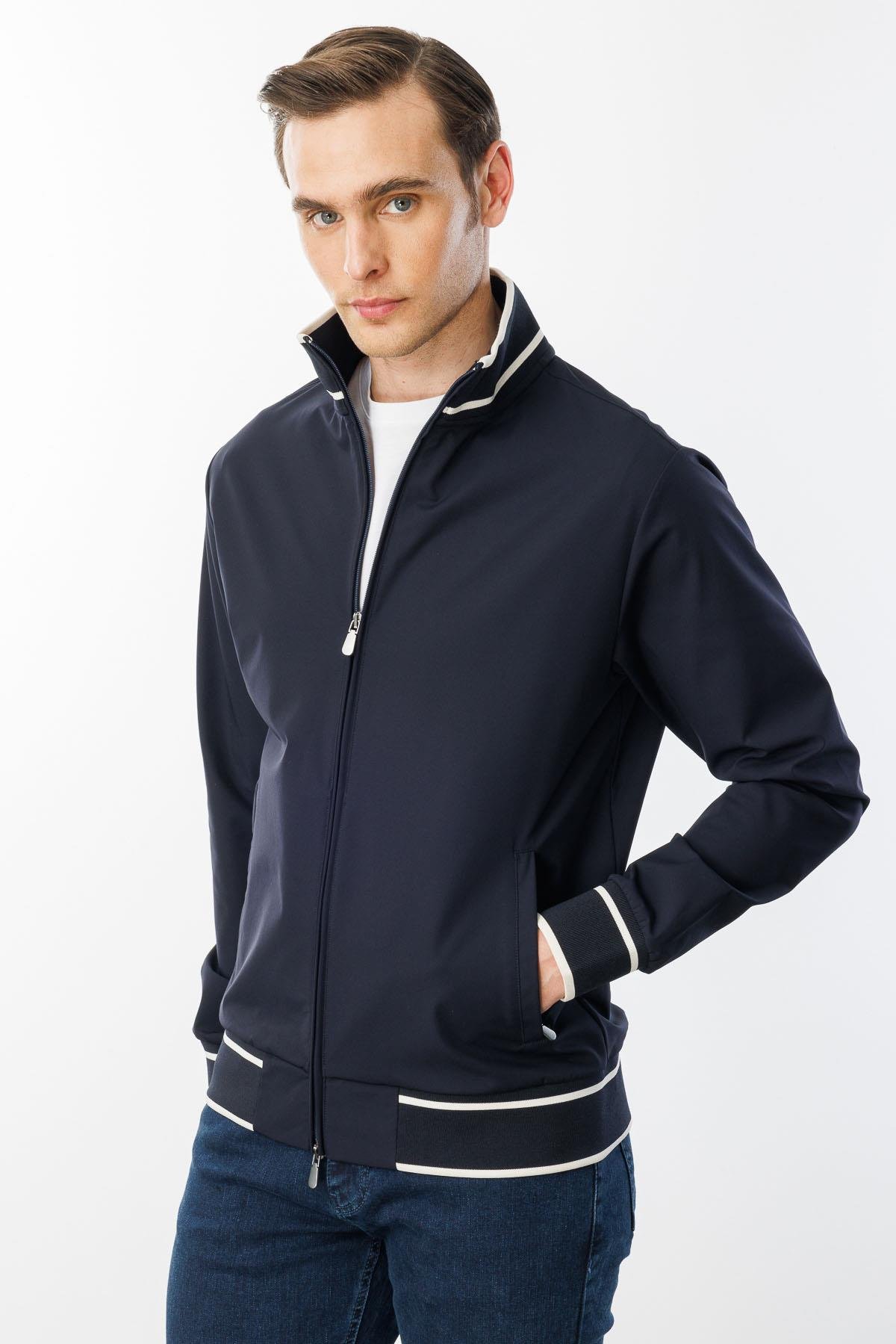 25442Erkek Hakim Yaka Mont Lacivert