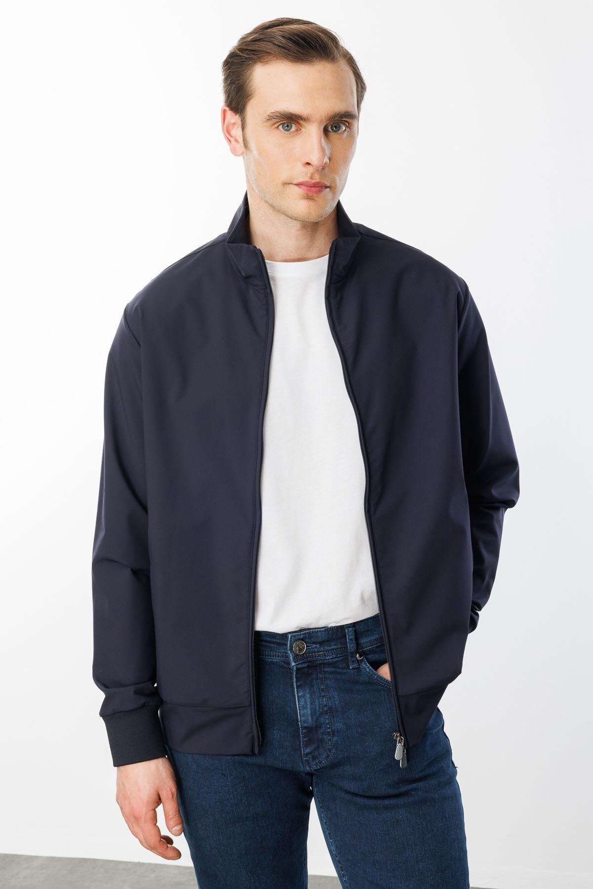 25441Erkek Hakim Yaka Yan Cepli Mont K.Lacivert