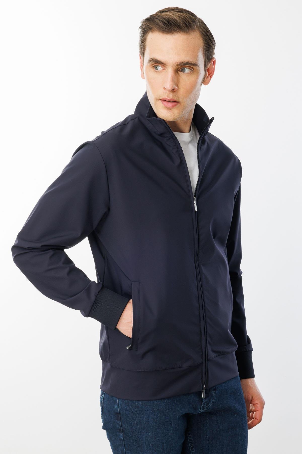 25441Erkek Hakim Yaka Yan Cepli Mont K.Lacivert