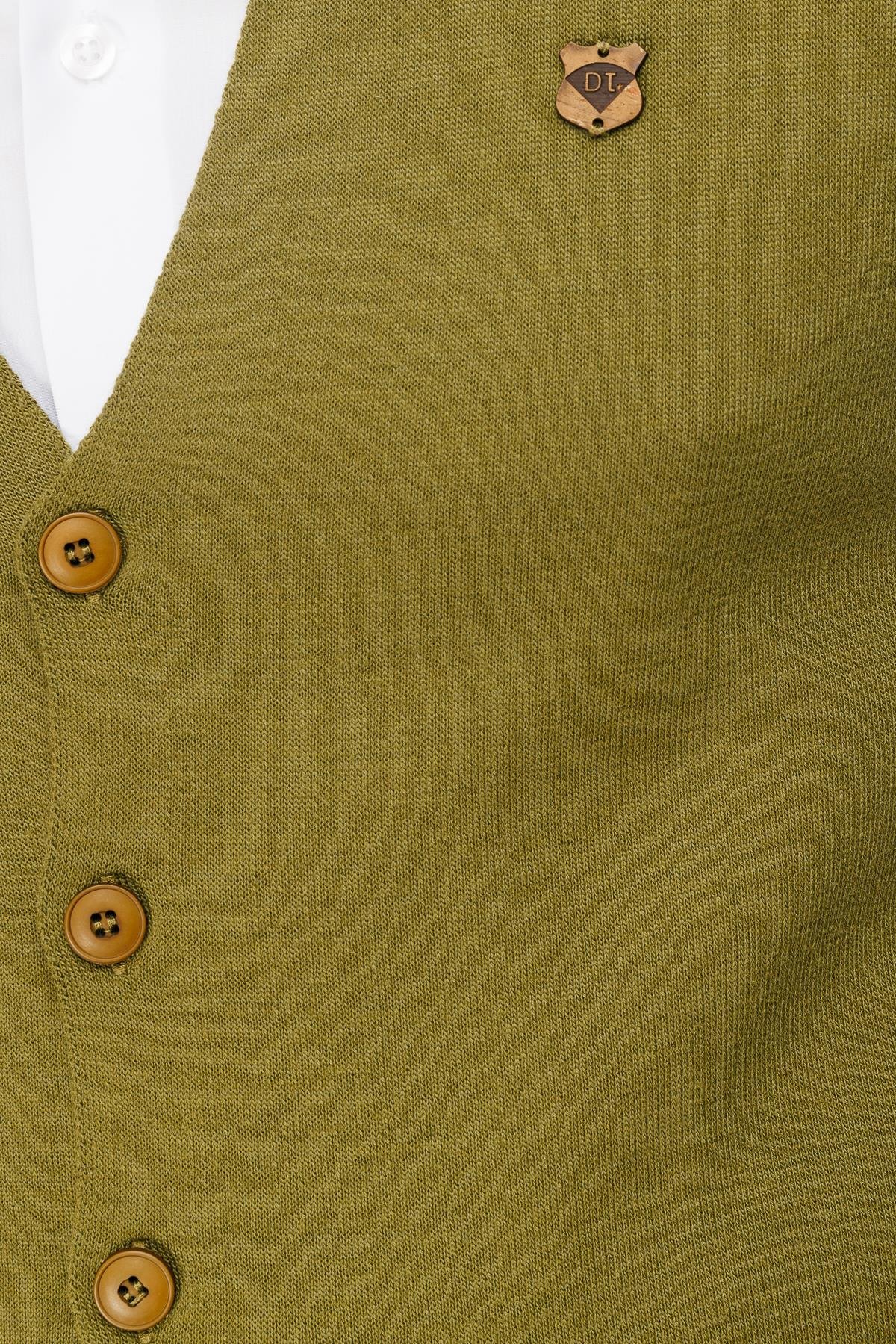 22511Erkek İnce Triko Düz Yelek Haki