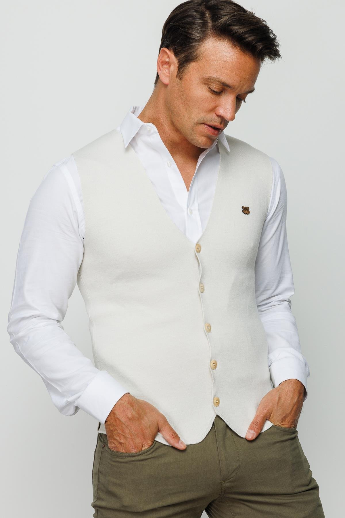 22511Мужской трикотажный жилет Костяной цвет