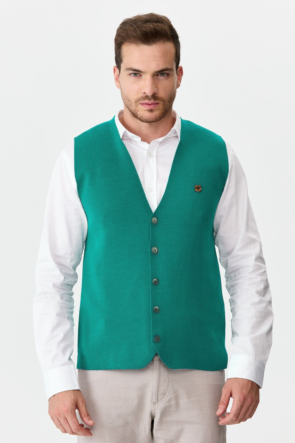 22511Мужской трикотажный жилет зеленый