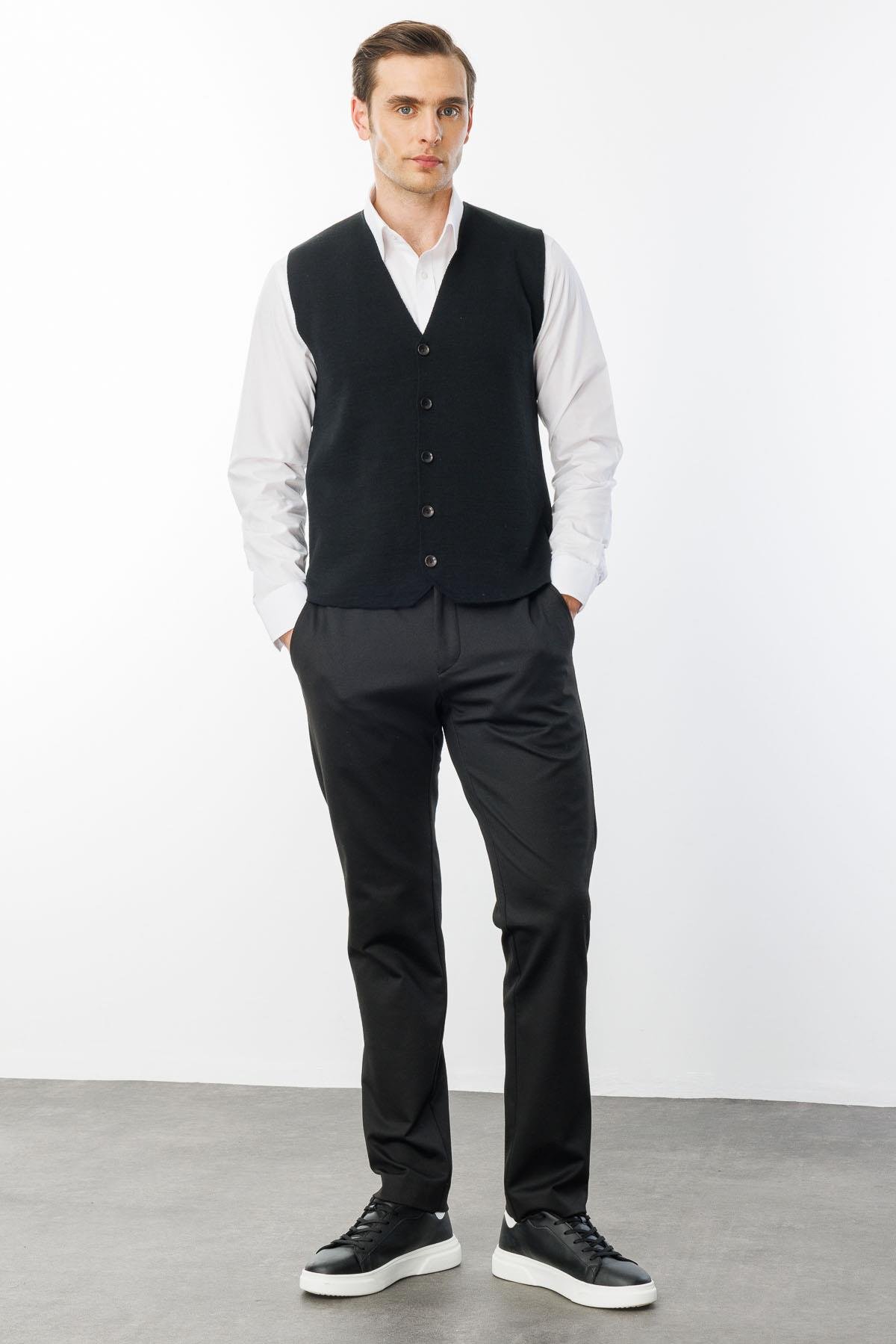 22511Мужской трикотажный жилет черный