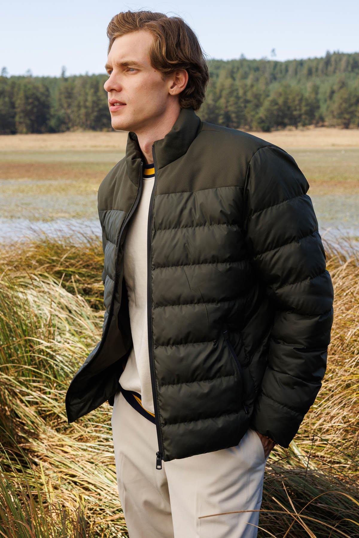 25428Erkek Kapitone Şişme Mont Haki