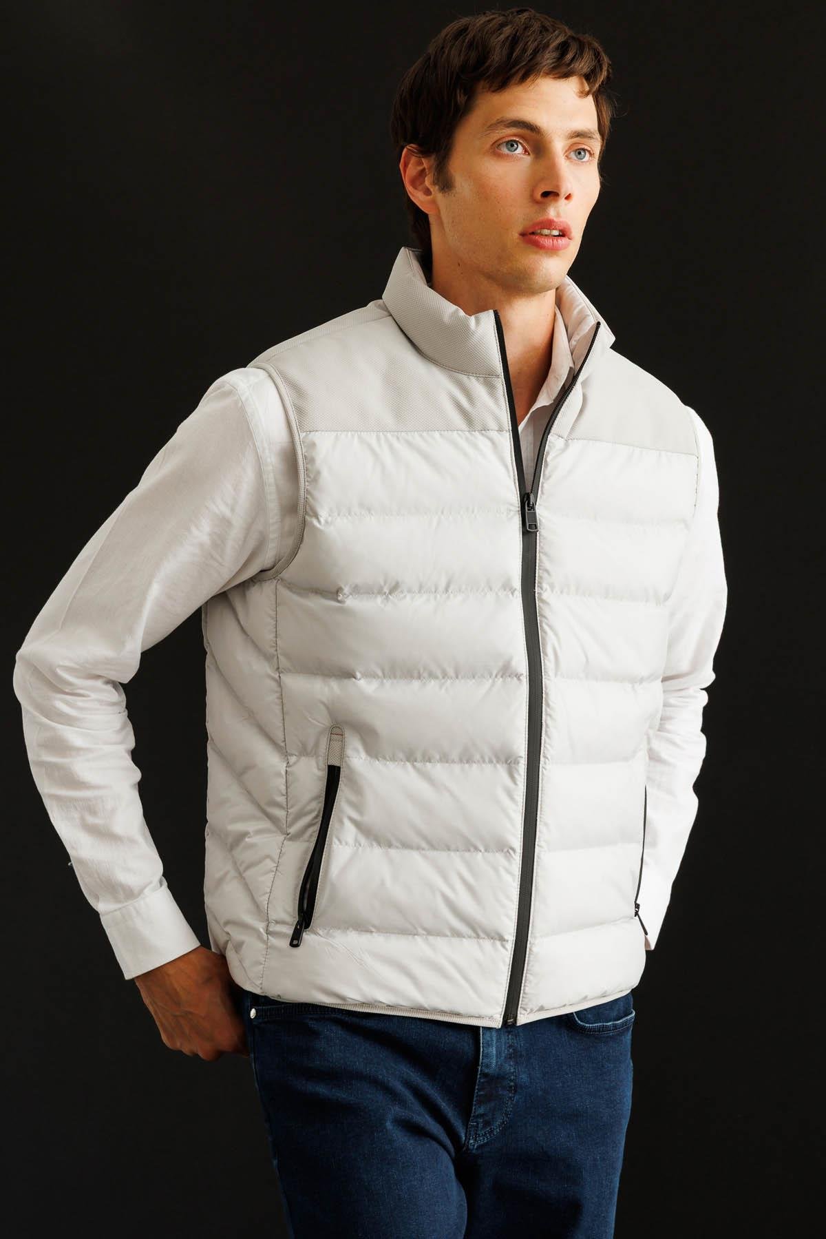 21493Erkek Kapitone Şişme Yelek Taş