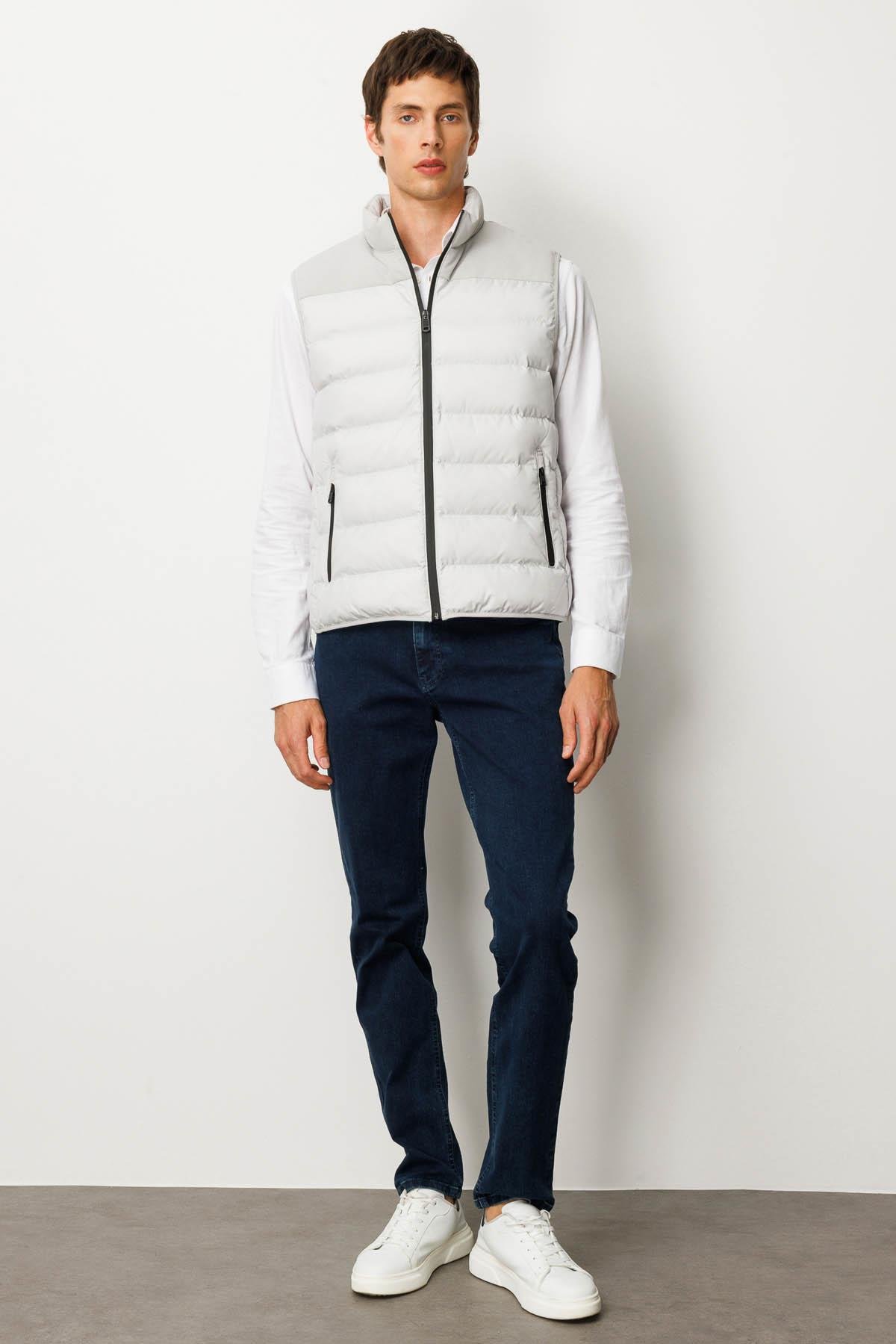 21493Erkek Kapitone Şişme Yelek Taş