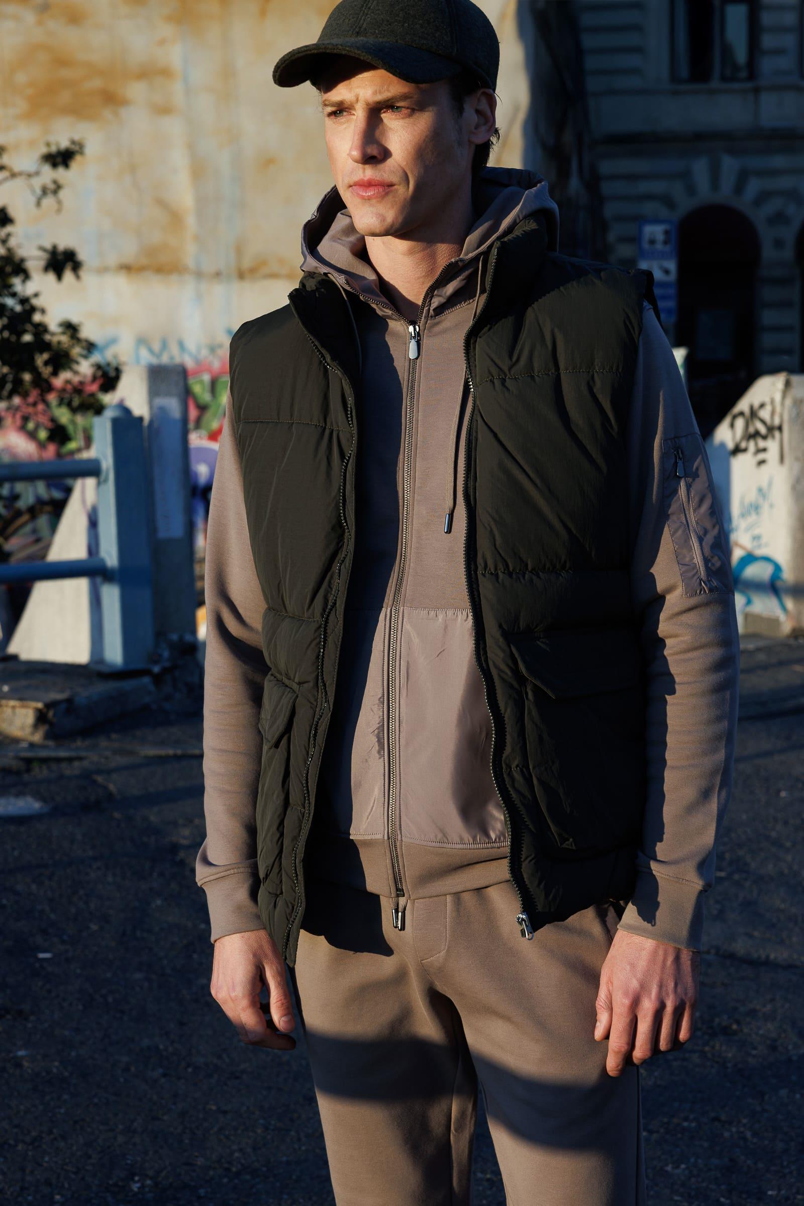 24451Erkek Kapüşonlu Kanguru Cepli Eşofman Üstü Antra/Melanj