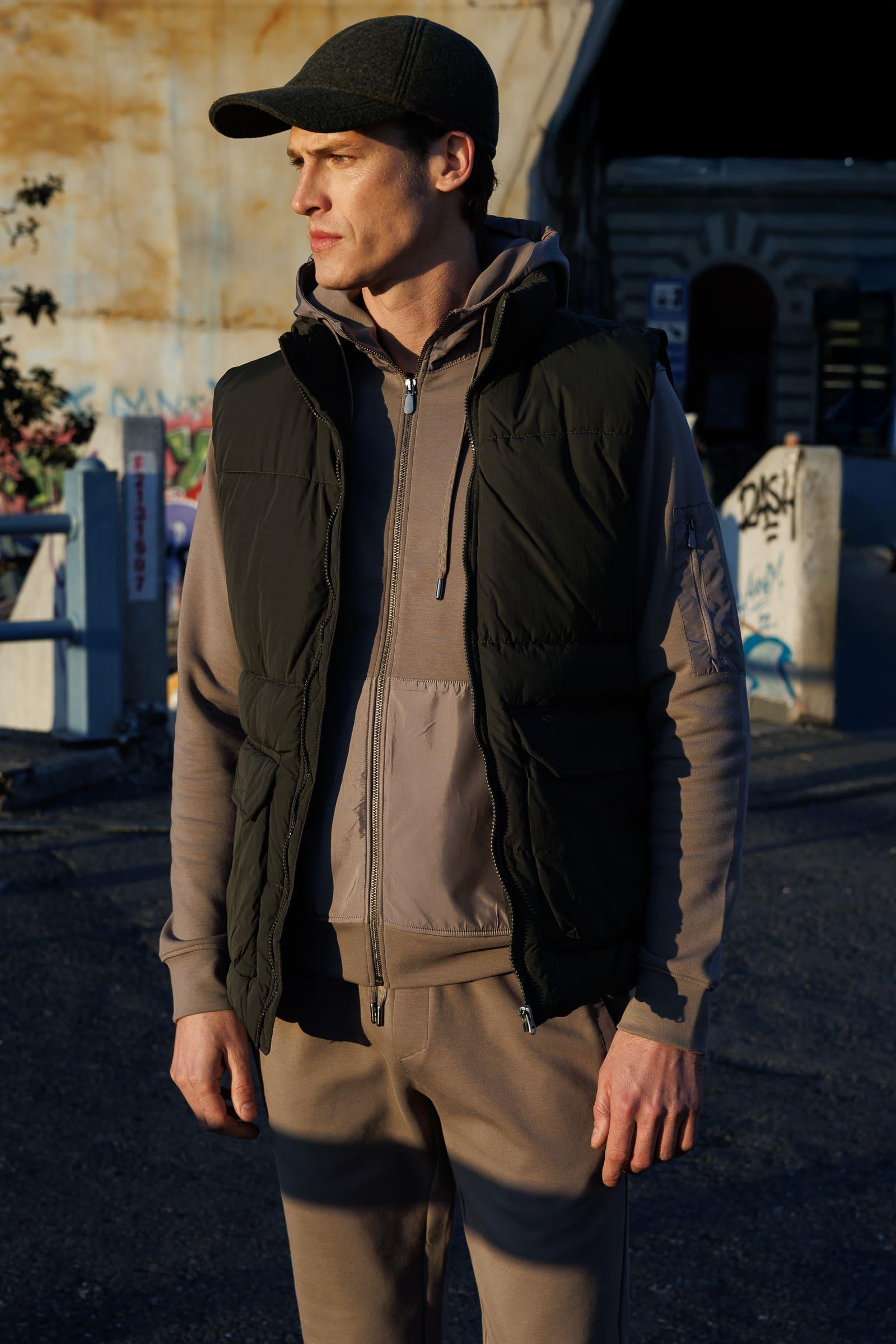 24451Erkek Kapüşonlu Kanguru Cepli Eşofman Üstü Antra/Melanj