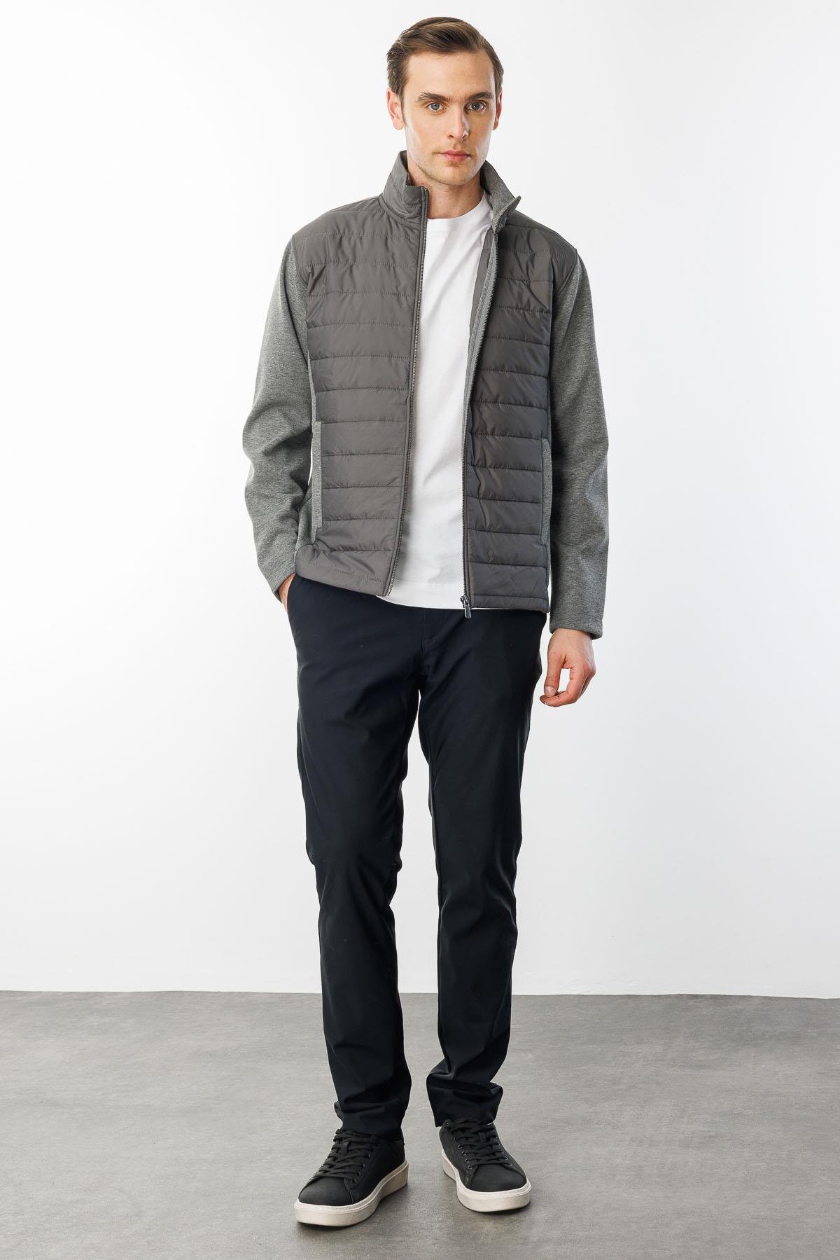 24453Erkek Önü Kapitone Eşofman Üstü Antra/Melanj