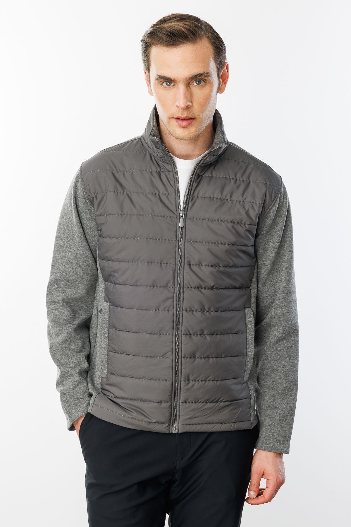 24453Erkek Önü Kapitone Eşofman Üstü Antra/Melanj