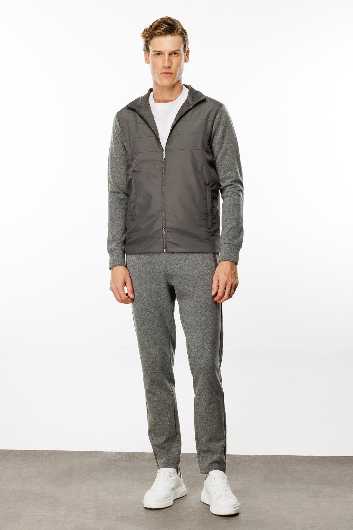 24450Erkek Önü Kapitone Eşofman Üstü Antra/Melanj